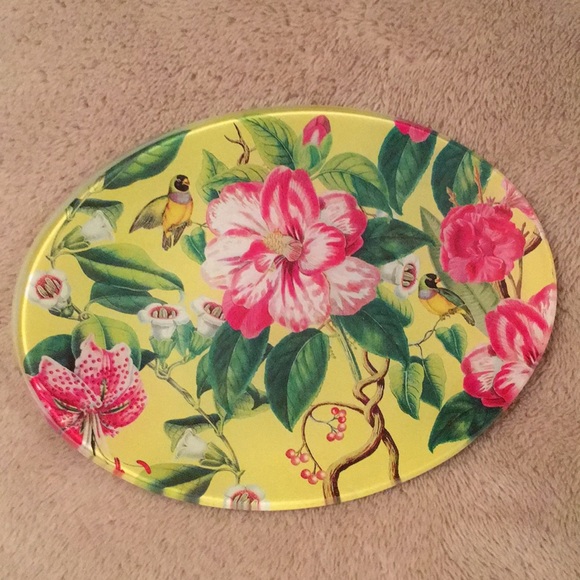 Yellow Floral Glass Oval Trinket Soap Dish NWOT - Picture 6 of 6